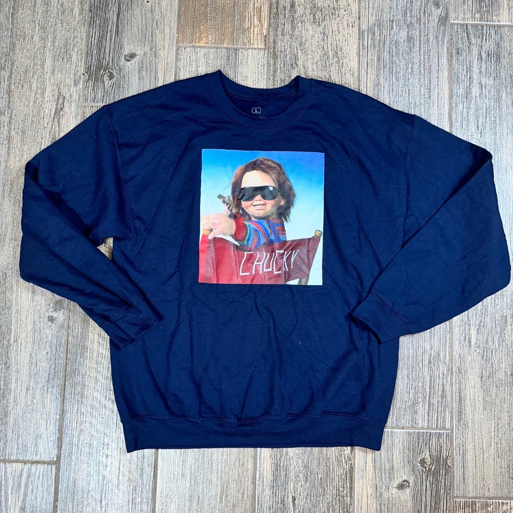 Chucky Sweatshirt Universal Studios Horror Movie Killer Doll Large Mens‎